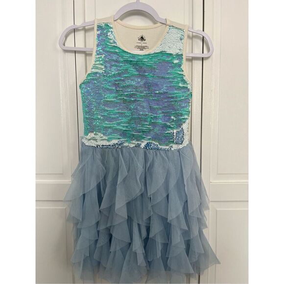 Disney Parks Frozen Elsa Flip Sequin TieredTulle Sleeveless Dress Size Large EUC - Picture 4 of 6